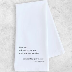 NWT SARCASTIC 100 Percent Cotton White Tea Towel